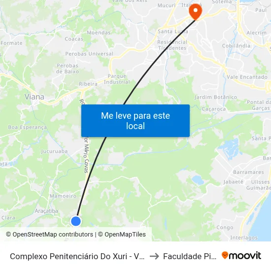 Complexo Penitenciário Do Xuri - Vila Velha to Faculdade Pio XII map
