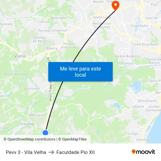 Pevv 3 - Vila Velha to Faculdade Pio XII map