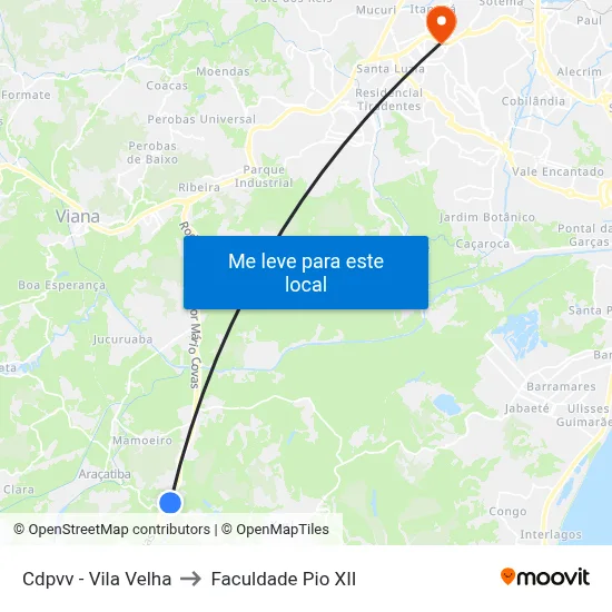Cdpvv - Vila Velha to Faculdade Pio XII map