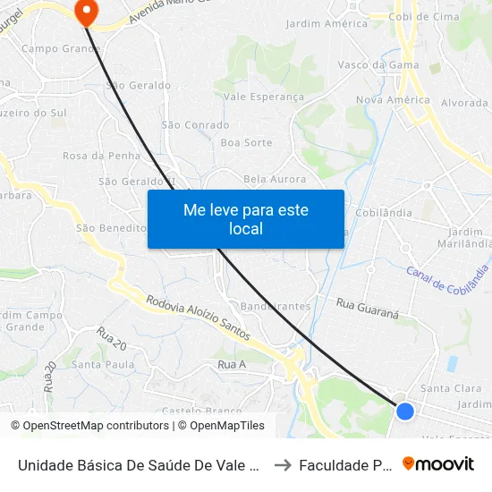 Unidade Básica De Saúde De Vale Encantado to Faculdade Pio XII map