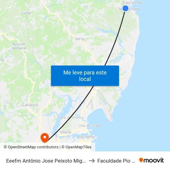 Eeefm Antônio Jose Peixoto Miguel to Faculdade Pio XII map