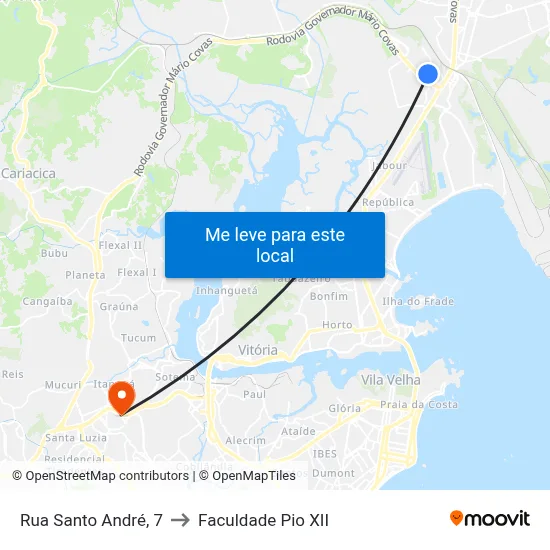 Rua Santo André, 7 to Faculdade Pio XII map
