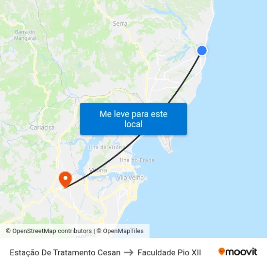 Estação De Tratamento Cesan to Faculdade Pio XII map