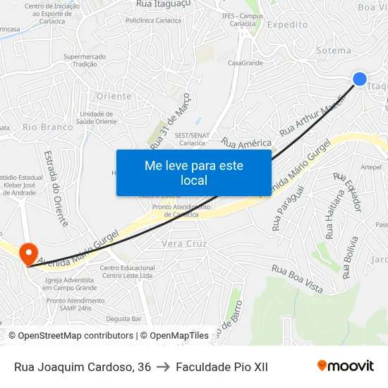 Rua Joaquim Cardoso, 36 to Faculdade Pio XII map