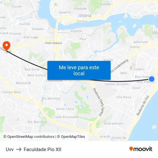 Uvv to Faculdade Pio XII map