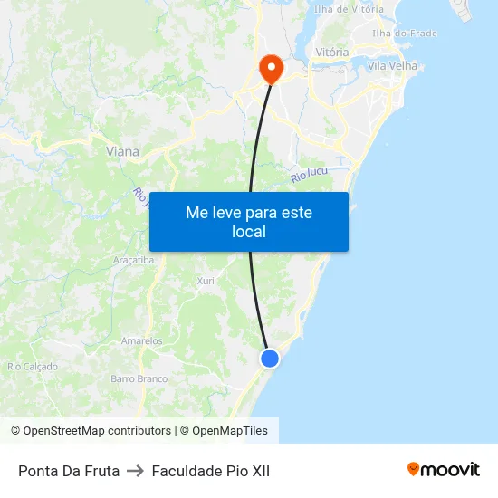 Ponta Da Fruta to Faculdade Pio XII map