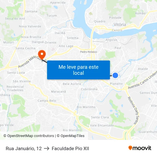 Rua Januário, 12 to Faculdade Pio XII map