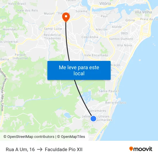 Rua A Um, 16 to Faculdade Pio XII map