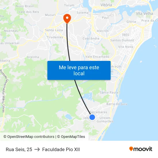 Rua Seis, 25 to Faculdade Pio XII map