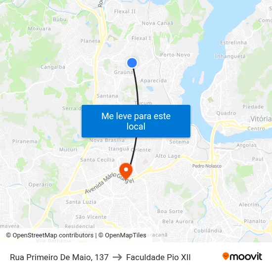 Rua Primeiro De Maio, 137 to Faculdade Pio XII map