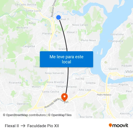 Flexal II to Faculdade Pio XII map