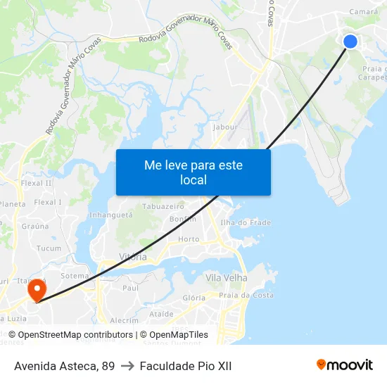 Avenida Asteca, 89 to Faculdade Pio XII map