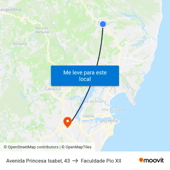 Avenida Princesa Isabel, 43 to Faculdade Pio XII map