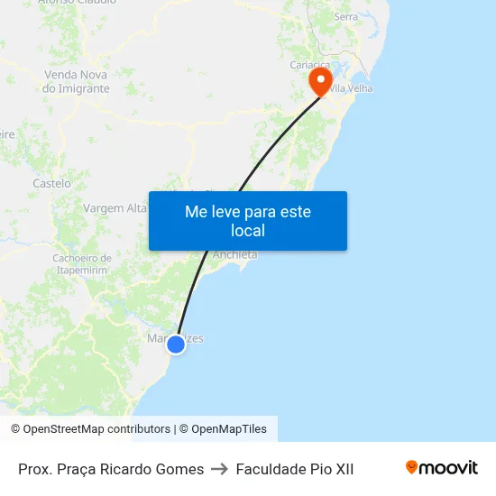 Prox. Praça Ricardo Gomes to Faculdade Pio XII map