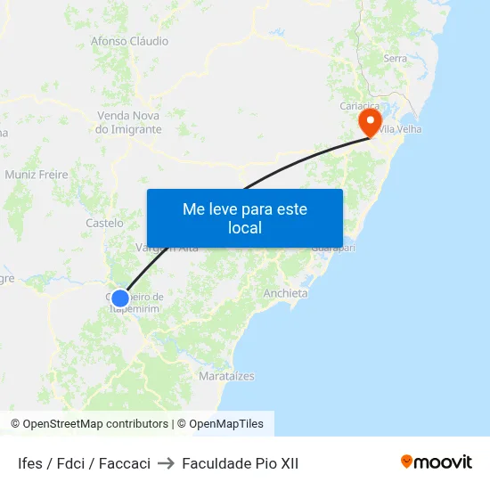 Ifes / Fdci / Faccaci to Faculdade Pio XII map