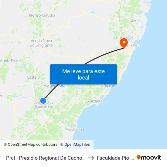 Prci - Presídio Regional De Cachoeiro to Faculdade Pio XII map
