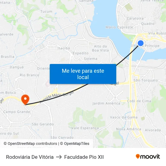 Rodoviária De Vitória to Faculdade Pio XII map