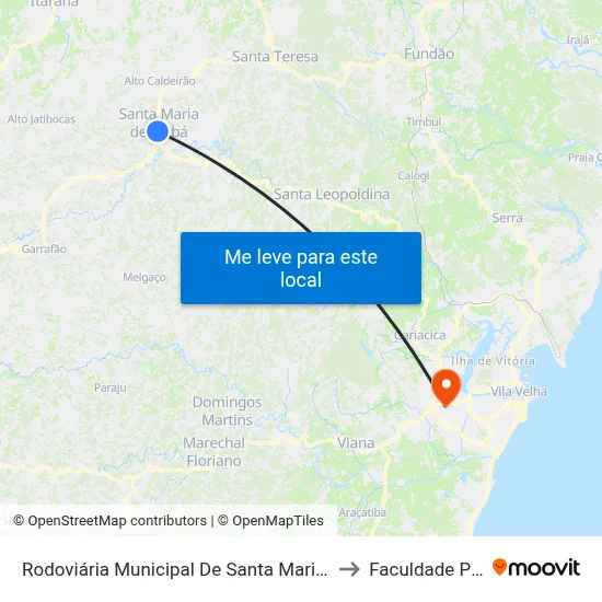 Rodoviária Municipal De Santa Maria De Jetibá to Faculdade Pio XII map