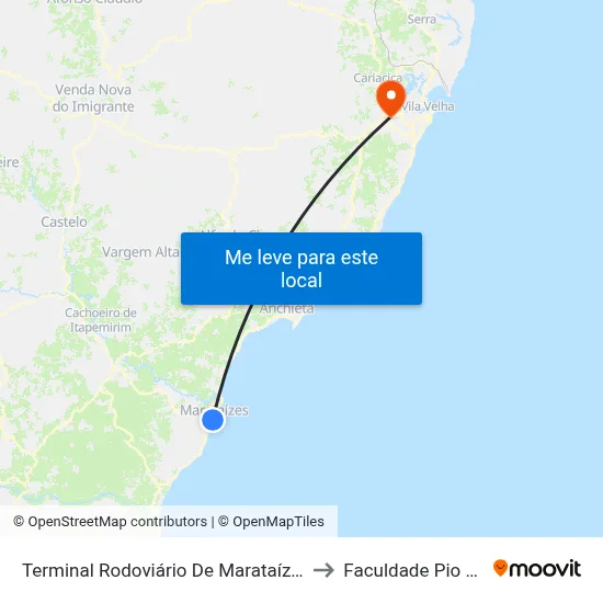 Terminal Rodoviário De Marataízes to Faculdade Pio XII map