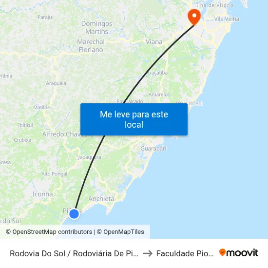 Rodovia Do Sol / Rodoviária De Piúma to Faculdade Pio XII map