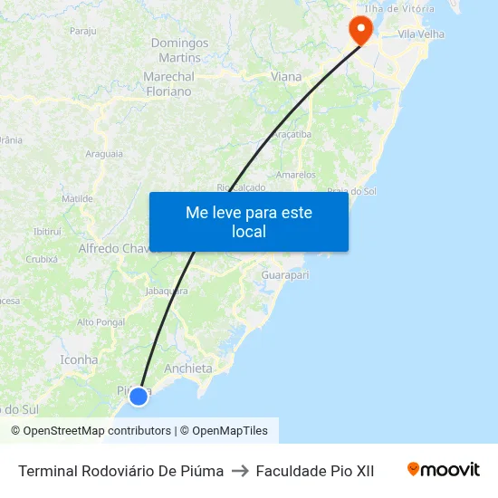 Terminal Rodoviário De Piúma to Faculdade Pio XII map