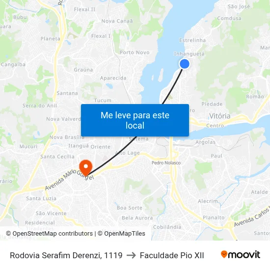 Rodovia Serafim Derenzi, 1119 to Faculdade Pio XII map