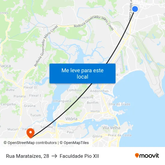 Rua Marataízes, 28 to Faculdade Pio XII map