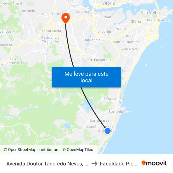Avenida Doutor Tancredo Neves, 118 to Faculdade Pio XII map
