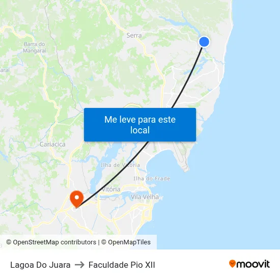 Lagoa Do Juara to Faculdade Pio XII map