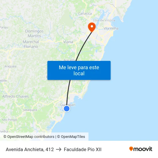 Avenida Anchieta, 412 to Faculdade Pio XII map