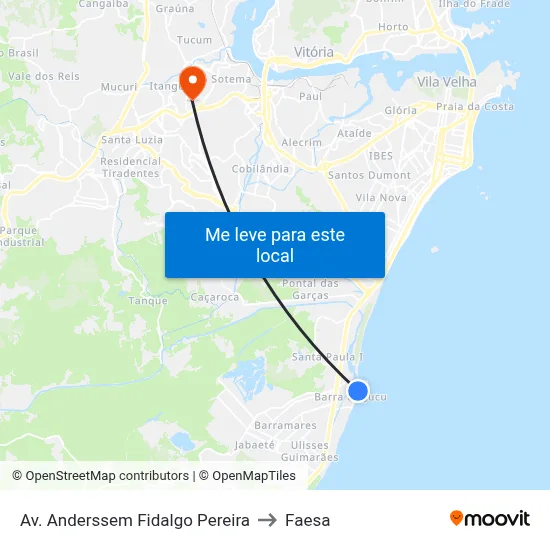 Av. Anderssem Fidalgo Pereira to Faesa map