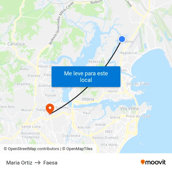 Maria Ortiz to Faesa map