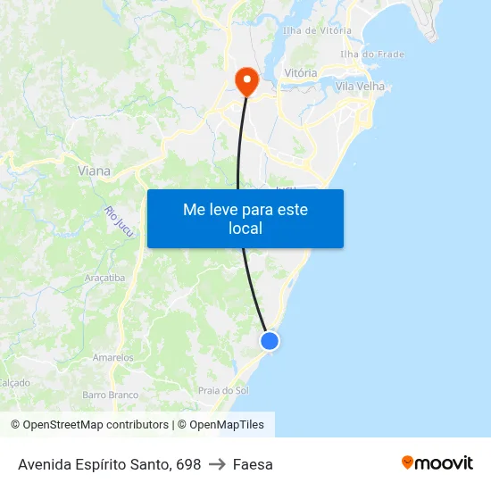 Avenida Espírito Santo, 698 to Faesa map