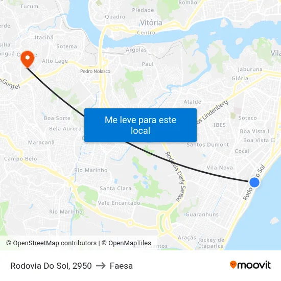 Rodovia Do Sol, 2950 to Faesa map