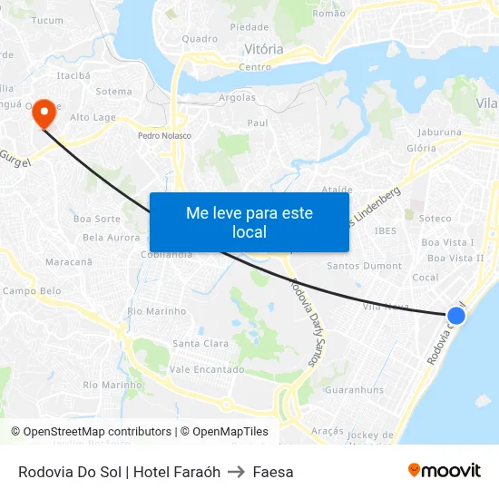 Rodovia Do Sol | Hotel Faraóh to Faesa map