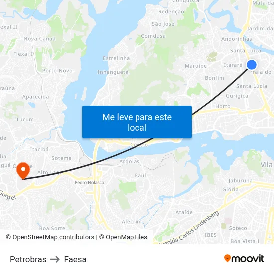 Petrobras to Faesa map