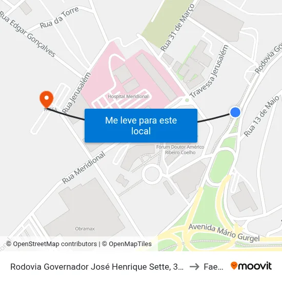 Rodovia Governador José Henrique Sette, 392 to Faesa map