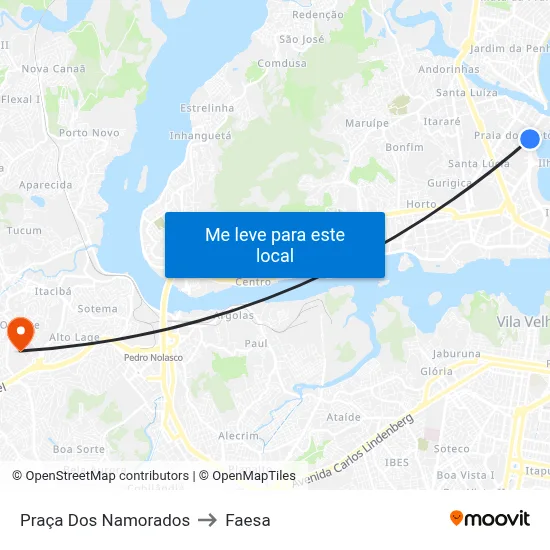 Praça Dos Namorados to Faesa map