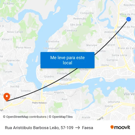 Rua Aristóbulo Barbosa Leão, 57-109 to Faesa map