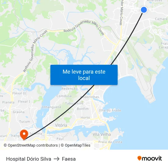 Hospital Dório Silva to Faesa map