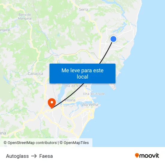 Autoglass to Faesa map