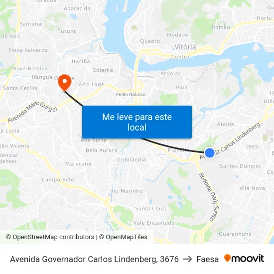 Avenida Governador Carlos Lindenberg, 3676 to Faesa map
