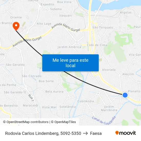 Rodovia Carlos Lindemberg, 5092-5350 to Faesa map