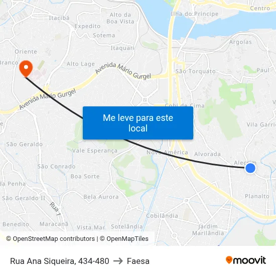 Rua Ana Siqueira, 434-480 to Faesa map