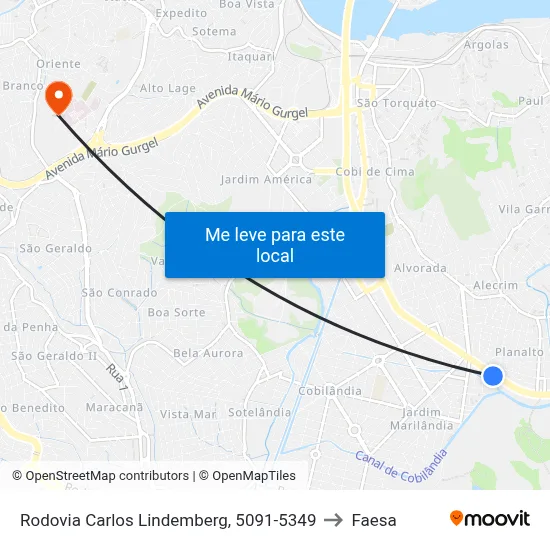 Rodovia Carlos Lindemberg, 5091-5349 to Faesa map
