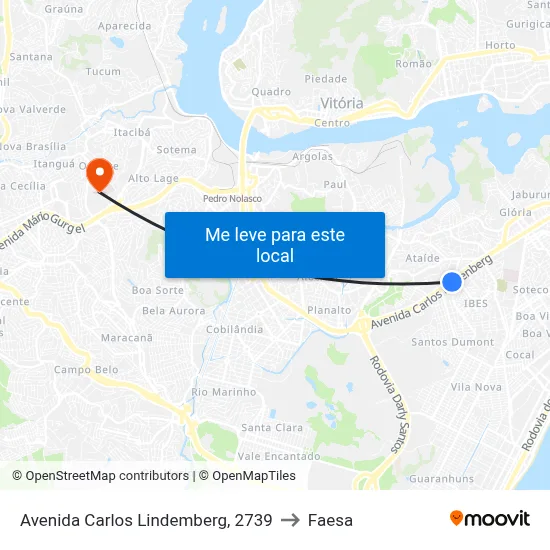Avenida Carlos Lindemberg, 2739 to Faesa map