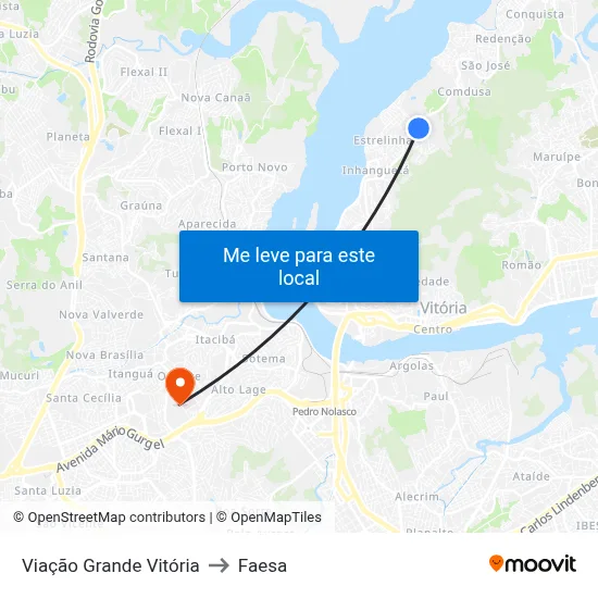 Viação Grande Vitória to Faesa map