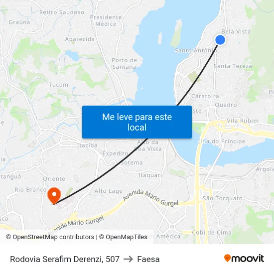 Rodovia Serafim Derenzi, 507 to Faesa map