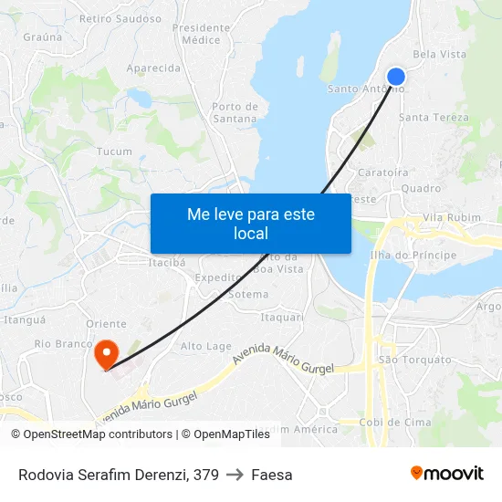 Rodovia Serafim Derenzi, 379 to Faesa map