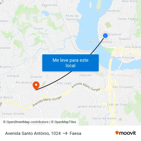 Avenida Santo Antônio, 1024 to Faesa map